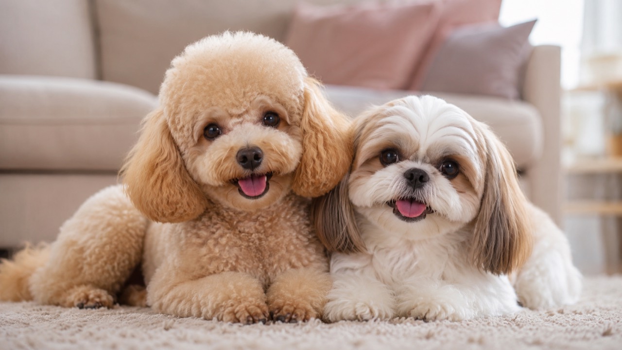 室内で寄り添う愛玩犬のイメージ